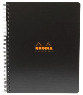 Блокнот Rhodia 4Colours Book A4 чорний в клітинку пластикова обкладинка