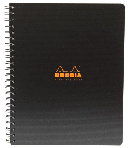 Блокнот Rhodia 4Colours Book A4 чорний в клітинку пластикова обкладинка