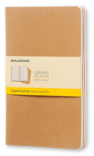 Набір зошитів Moleskine Cahier середній 13 х 21 см в клітинку бежевий 