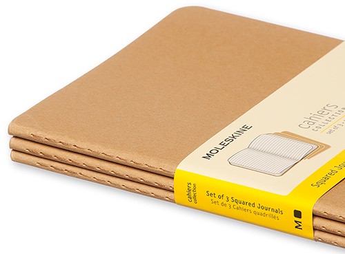 Набір зошитів Moleskine Cahier середній 13 х 21 см в клітинку бежевий 