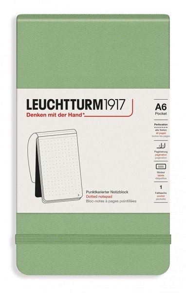 Блокнот Leuchtturm1917 Reporter Notepad кишеньковий 9 х 15 см в крапку світло-зелений 