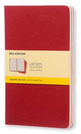 Набір зошитів Moleskine Cahier середній 13 х 21 см в клітинку бордо