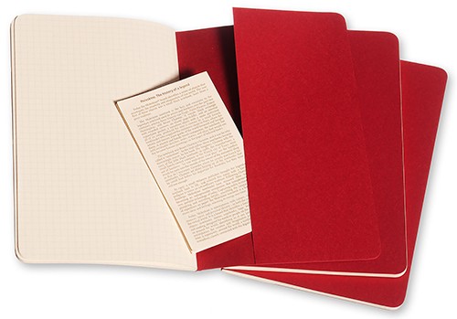 Набір зошитів Moleskine Cahier середній 13 х 21 см в клітинку бордо