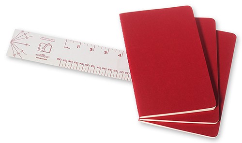 Набір зошитів Moleskine Cahier середній 13 х 21 см в клітинку бордо