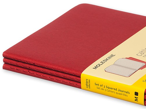 Набір зошитів Moleskine Cahier середній 13 х 21 см в клітинку бордо