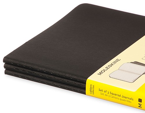 Набір зошитів Moleskine Cahier середній 13 х 21 см в клітинку чорний 