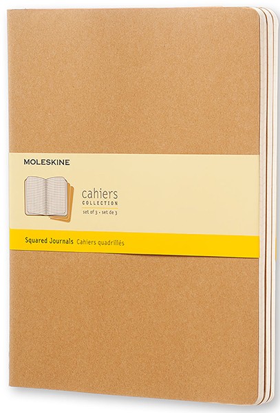 Набір зошитів Moleskine Cahier великий 19 х 25 см в клітинку бежевий 