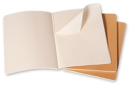 Набір зошитів Moleskine Cahier великий 19 х 25 см в клітинку бежевий 
