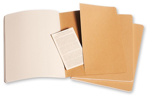 Набір зошитів Moleskine Cahier великий 19 х 25 см в клітинку бежевий 