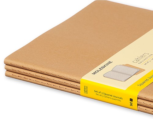 Набір зошитів Moleskine Cahier великий 19 х 25 см в клітинку бежевий 