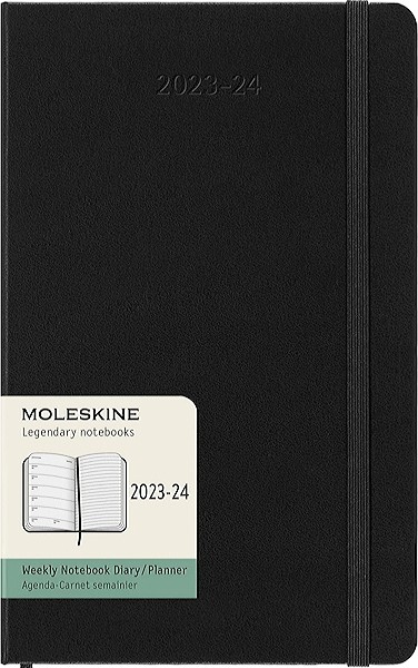 Щотижневик Moleskine 2023-2024 на 18 місяців середній 13 х 21см чорний