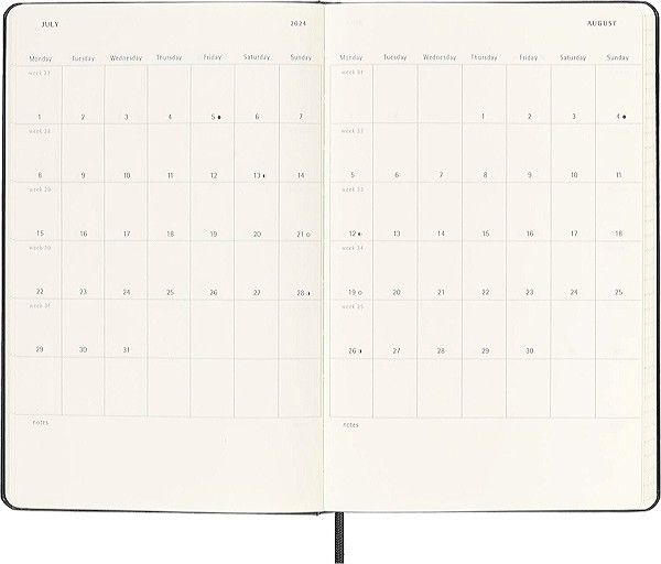 Щотижневик Moleskine 2023-2024 на 18 місяців середній 13 х 21см чорний