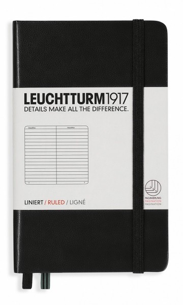 Блокнот Leuchtturm1917 Classic кишеньковий 9 х 15 см в лінію чорний 