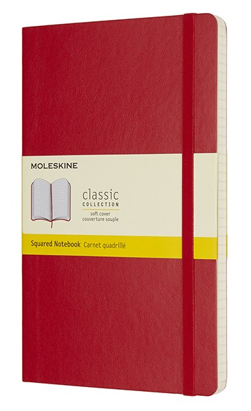 Блокнот Moleskine Classic середній 13 x 21 см у клітинку червоний м'який