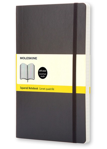 Блокнот Moleskine Classic середній 13 x 21 см у клітинку чорний м'який