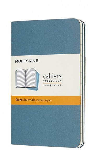 Набір зошитів Moleskine Cahier кишеньковий 9 х 14 см в лінію жвавий блакитний