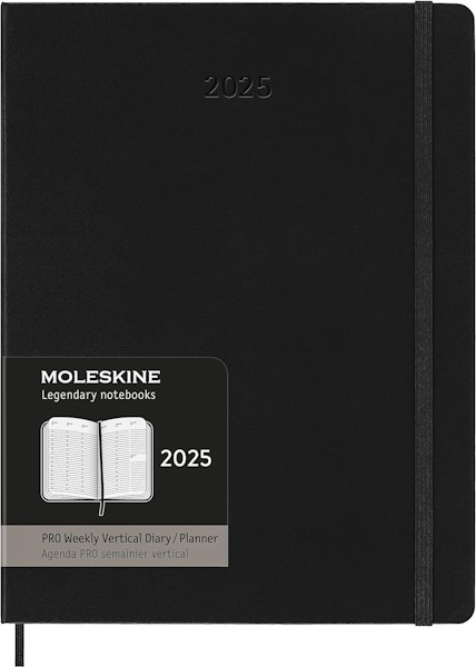 Вертикальний щотижневик Moleskine PRO на 2025 рік великий 19 х 25 см чорний