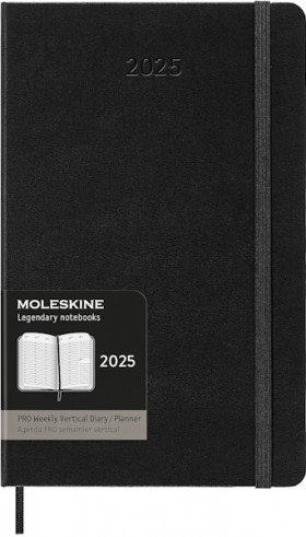 Вертикальний щотижневик Moleskine PRO на 2025 рік середній 13 х 21 см чорний