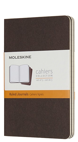 Набір зошитів Moleskine Cahier кишеньковий 9 х 14 см в лінію коричневий