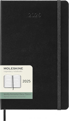 Горизонтальний щотижневик Moleskine на 2025 рік середній 13 х 21 см чорний