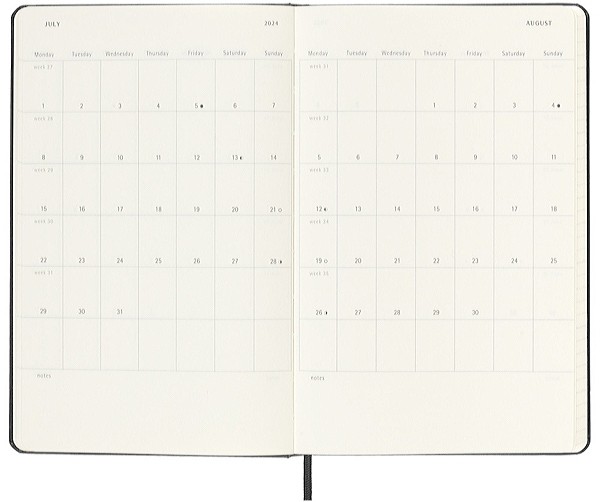 Горизонтальний щотижневик Moleskine на 2025 рік середній 13 х 21 см чорний