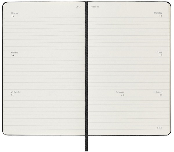 Горизонтальний щотижневик Moleskine на 2025 рік середній 13 х 21 см чорний