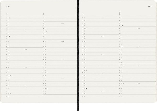 Щомісячник Moleskine на 2024 рік великий 19 х 25 см чорний м'який