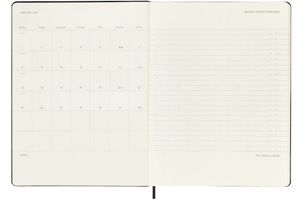 Вертикальний щотижневик Moleskine PRO на 2027 рік великий 19 х 25 см чорний