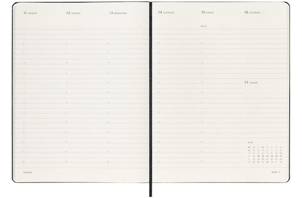 Вертикальний щотижневик Moleskine PRO на 2027 рік великий 19 х 25 см чорний