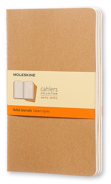 Набір зошитів Moleskine Cahier середній 13 х 21 см в лінію бежевий 