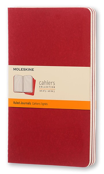 Набір зошитів Moleskine Cahier середній 13 х 21 см в лінію бордо