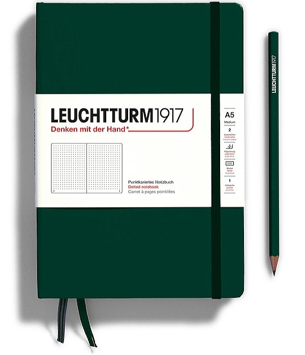Блокнот Leuchtturm1917 Natural Colours середній 14,5 х 21 см в крапку лісовий зелений