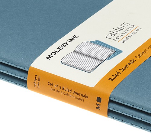 Набір зошитів Moleskine Cahier середній 13 х 21 см в лінію жвавий блакитний 