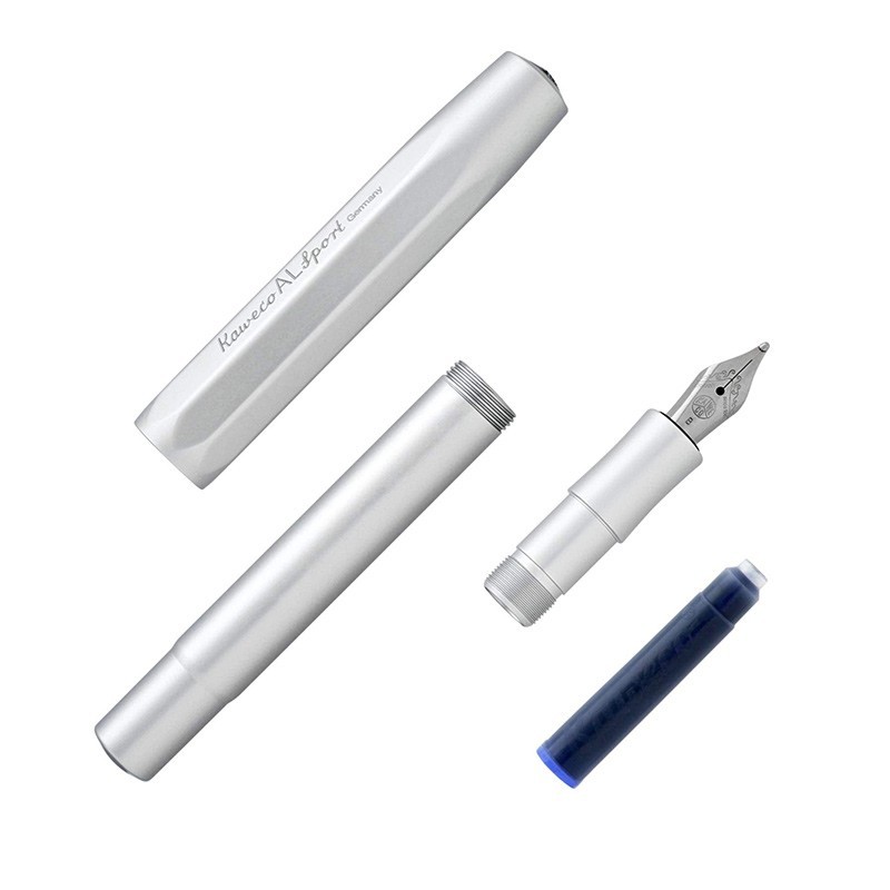 Чорнильна ручка Kaweco Al Sport Silver срібляста алюміній перо M (середнє)