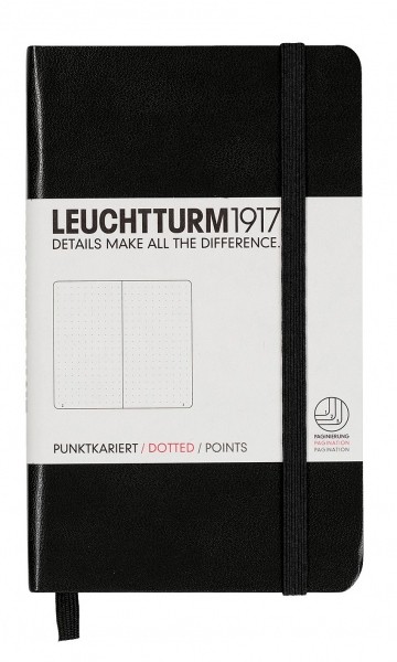 Блокнот Leuchtturm1917 Classic кишеньковий 9 х 15 см в крапку чорний 