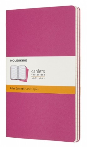 Набір зошитів Moleskine Cahier середній 13 х 21 см в лінію кінетичний рожевий 