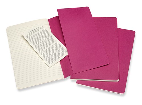 Набір зошитів Moleskine Cahier середній 13 х 21 см в лінію кінетичний рожевий 