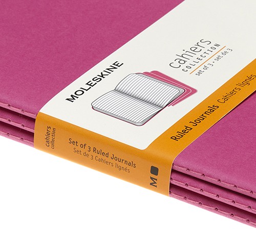 Набір зошитів Moleskine Cahier середній 13 х 21 см в лінію кінетичний рожевий 
