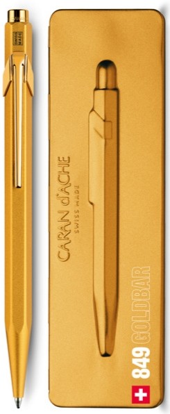 Ручка Caran d'Ache 849 Goldbar золотиста + бокс 