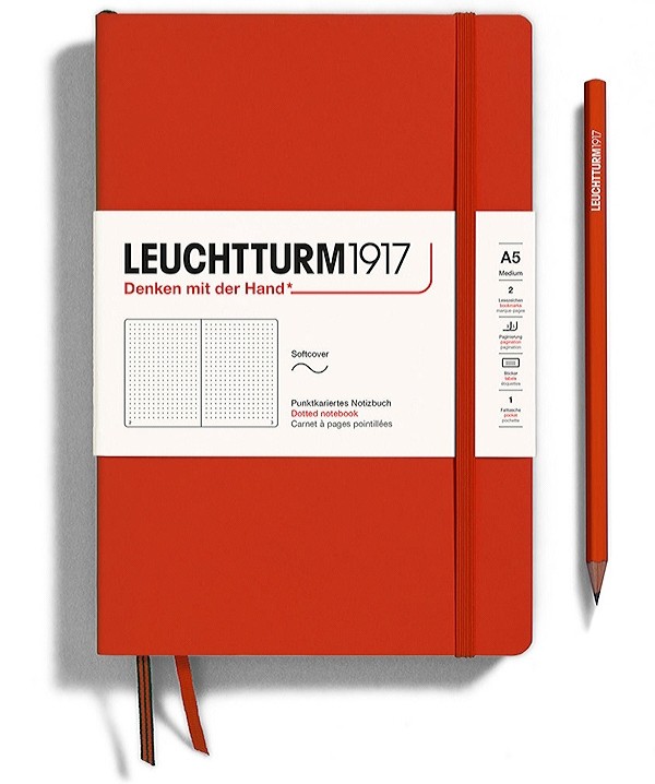 Блокнот Leuchtturm1917 Natural Colours м'який середній 14,5 х 21см в крапку лисячий червоний