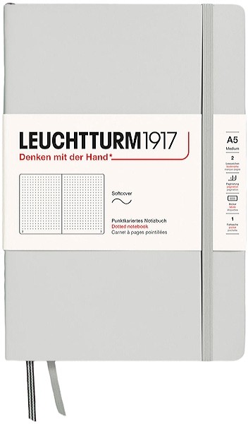 Блокнот Leuchtturm1917 Natural Colours м'який середній 14,5 х 21см в крапку світло-сірий