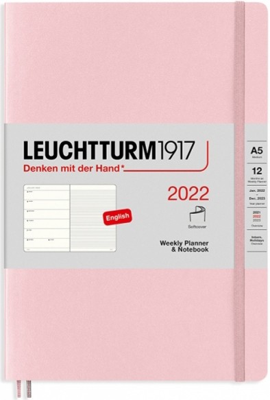 Щотижневик з місцем для записів Leuchtturm1917 на 2022 рік середній 14,5 х 21 см рожевий м'який 