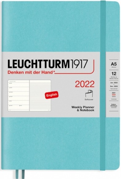 Щотижневик з місцем для записів Leuchtturm1917 на 2022 рік середній 14,5 х 21 см аквамарин м'який 