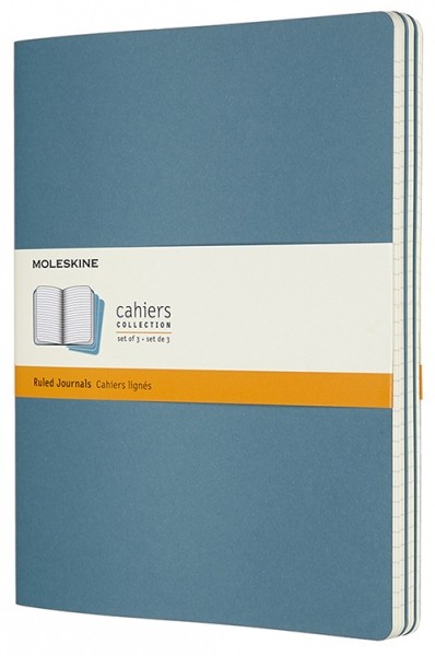 Набір зошитів Moleskine Cahier великий 19 х 25 см в лінію жвавий блакитний