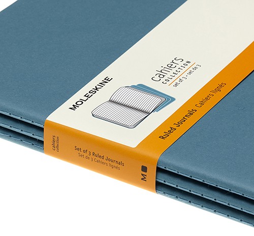 Набір зошитів Moleskine Cahier великий 19 х 25 см в лінію жвавий блакитний