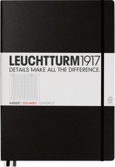 Блокнот Leuchtturm1917 Master Classic великий 22,5 х 31,5 см в клітинку чорний