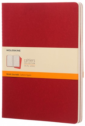 Набір зошитів Moleskine Cahier великий 19 х 25 см в лінію бордо