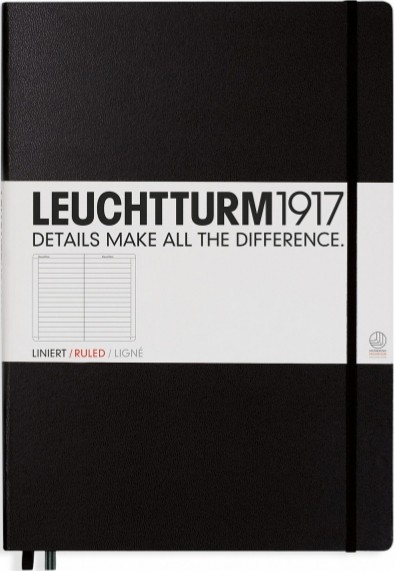 Блокнот Leuchtturm1917 Master Classic великий 22,5 х 31,5 см в лінію чорний 