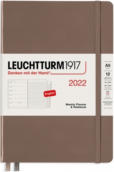 Щотижневик з місцем для записів Leuchtturm1917 на 2022 рік середній 14,5 х 21 см коричневий