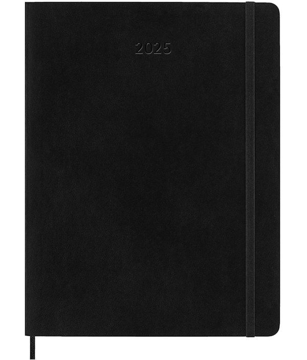 Щомісячник Moleskine на 2025 рік великий 19 х 25 см чорний м'який